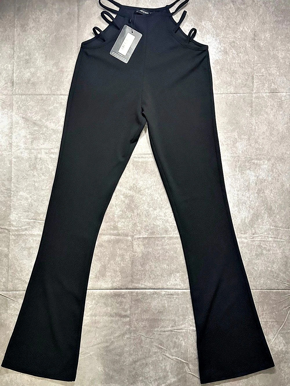 Black Flared Trousers with Cut Out Detail Size 4